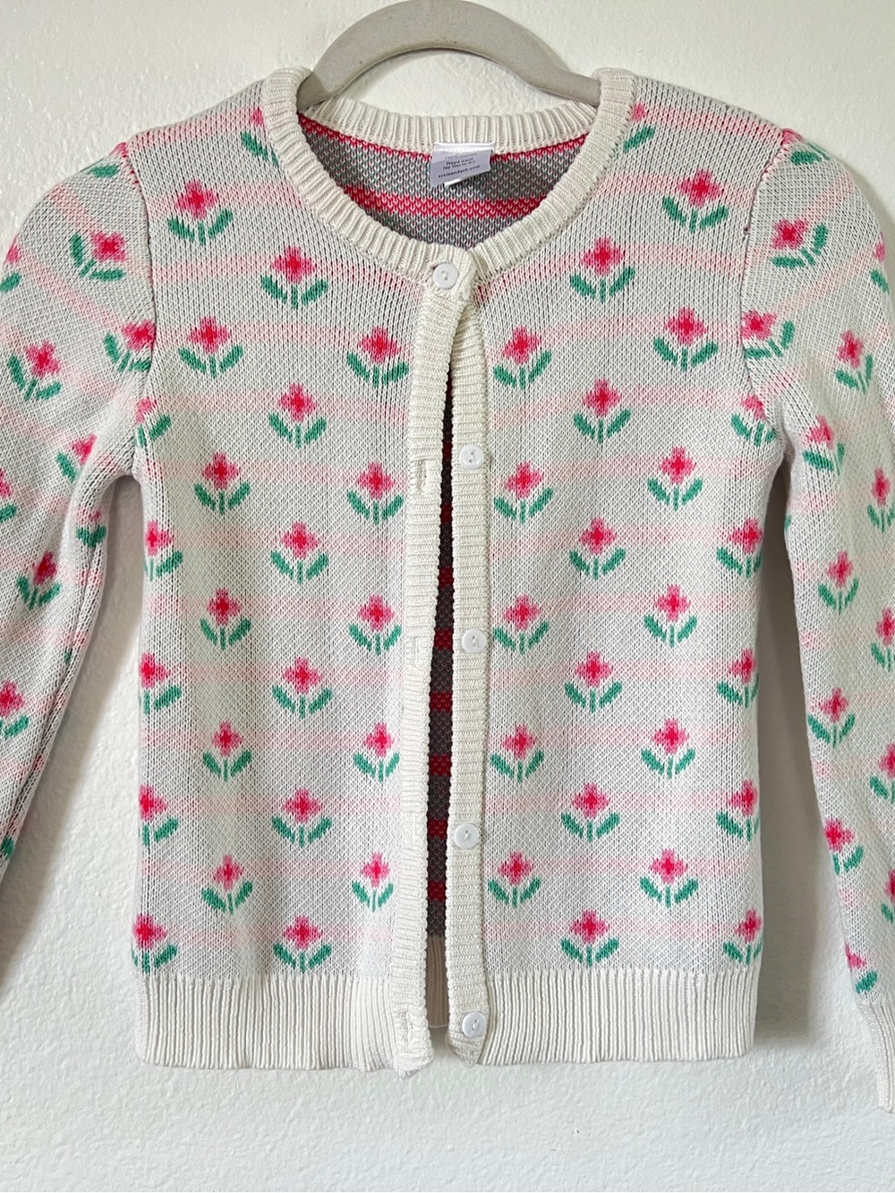 Vivie & Ash - Girls Cream Floral Knit Cardigan Sweater